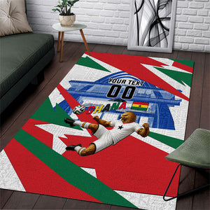 Personalized Ghana Soccer Eagle Area Rug Ghana Flag Kente - Black Stars Football Stadium Graphic