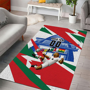 Personalized Ghana Soccer Eagle Area Rug Ghana Flag Kente - Black Stars Football Stadium Graphic