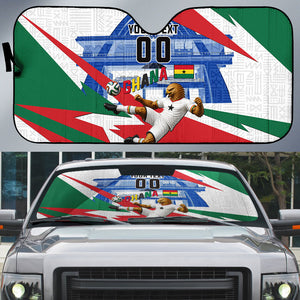 Personalized Ghana Soccer Eagle Auto Sun Shade Ghana Flag Kente - Black Stars Football Stadium Graphic