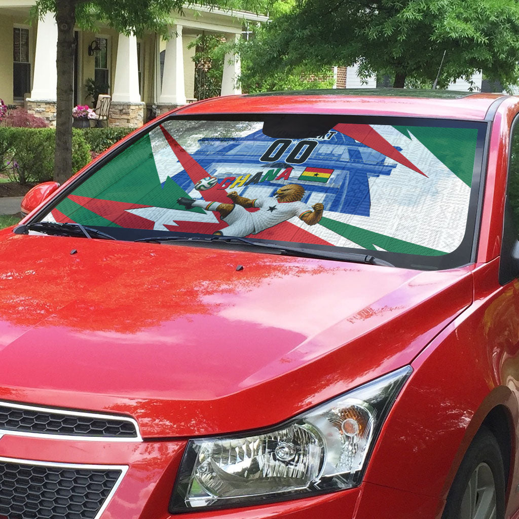 Personalized Ghana Soccer Eagle Auto Sun Shade Ghana Flag Kente - Black Stars Football Stadium Graphic