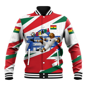 Personalized Ghana Soccer Eagle Baseball Jacket Ghana Flag Kente - Black Stars Football Stadium Graphic