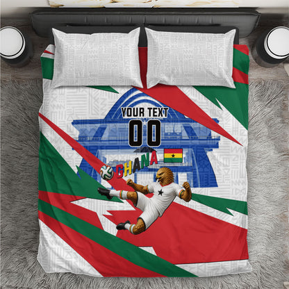 Personalized Ghana Soccer Eagle Bedding Set Ghana Flag Kente - Black Stars Football Stadium Graphic