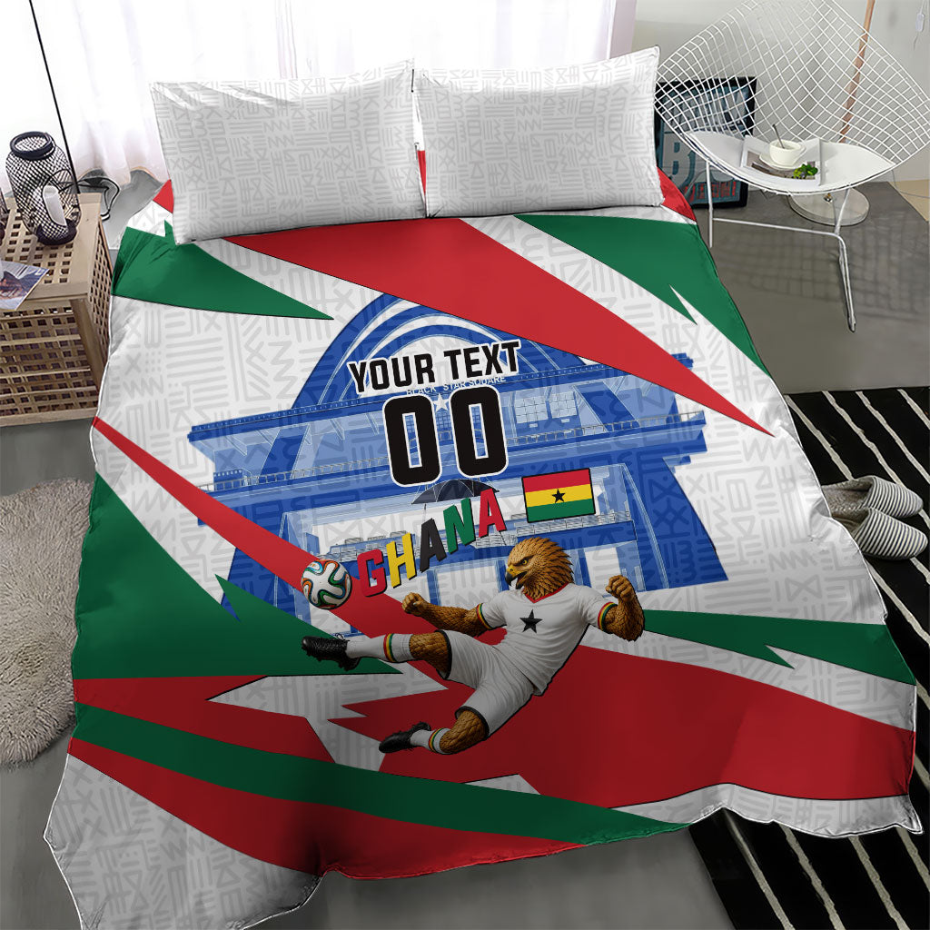 Personalized Ghana Soccer Eagle Bedding Set Ghana Flag Kente - Black Stars Football Stadium Graphic