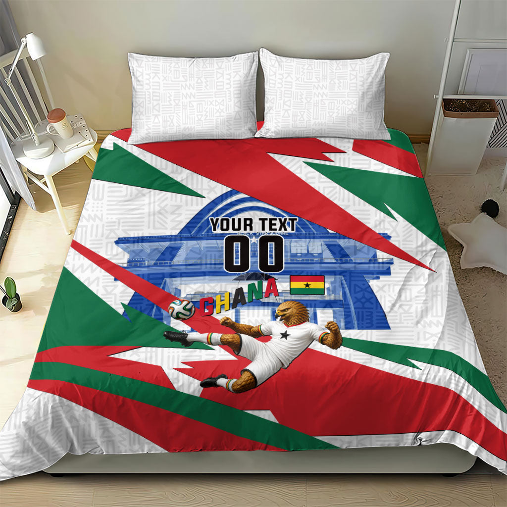 Personalized Ghana Soccer Eagle Bedding Set Ghana Flag Kente - Black Stars Football Stadium Graphic
