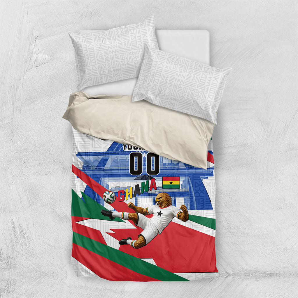 Personalized Ghana Soccer Eagle Bedding Set Ghana Flag Kente - Black Stars Football Stadium Graphic