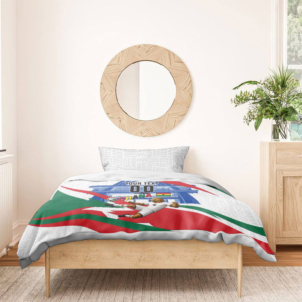 Personalized Ghana Soccer Eagle Bedding Set Ghana Flag Kente - Black Stars Football Stadium Graphic