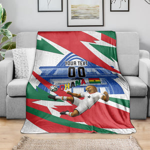 Personalized Ghana Soccer Eagle Blanket Ghana Flag Kente - Black Stars Football Stadium Graphic