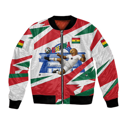 Personalized Ghana Soccer Eagle Bomber Jacket Ghana Flag Kente - Black Stars Football Stadium Graphic