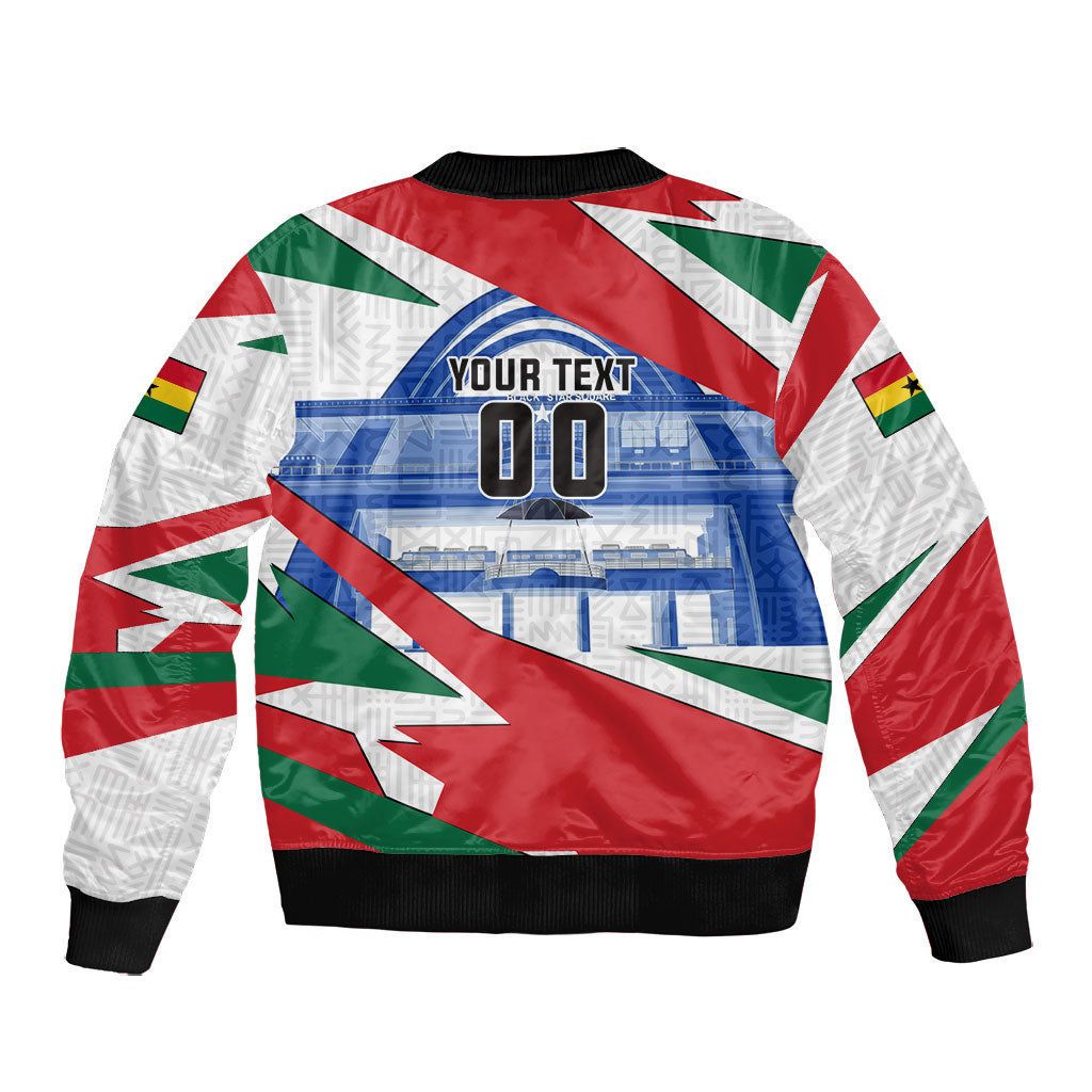 Personalized Ghana Soccer Eagle Bomber Jacket Ghana Flag Kente - Black Stars Football Stadium Graphic