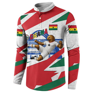 Personalized Ghana Soccer Eagle Button Sweatshirt Ghana Flag Kente - Black Stars Football Stadium Graphic