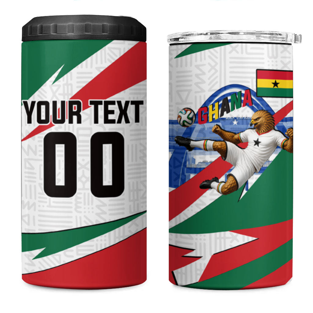 Personalized Ghana Soccer Eagle 4 in 1 Can Cooler Tumbler Ghana Flag Kente - Black Stars Football Stadium Graphic