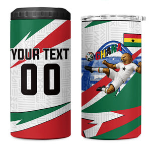 Personalized Ghana Soccer Eagle 4 in 1 Can Cooler Tumbler Ghana Flag Kente - Black Stars Football Stadium Graphic