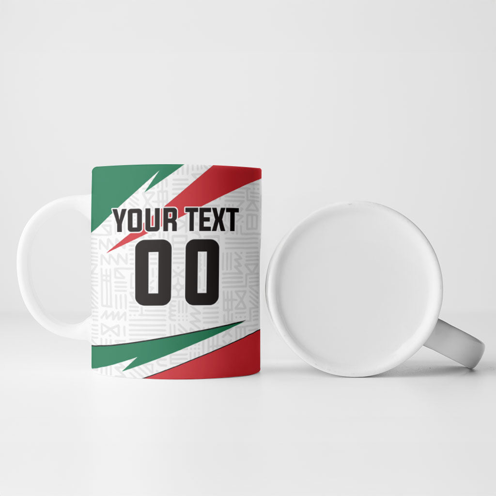 Personalized Ghana Soccer Eagle Ceramic Mug Ghana Flag Kente - Black Stars Football Stadium Graphic