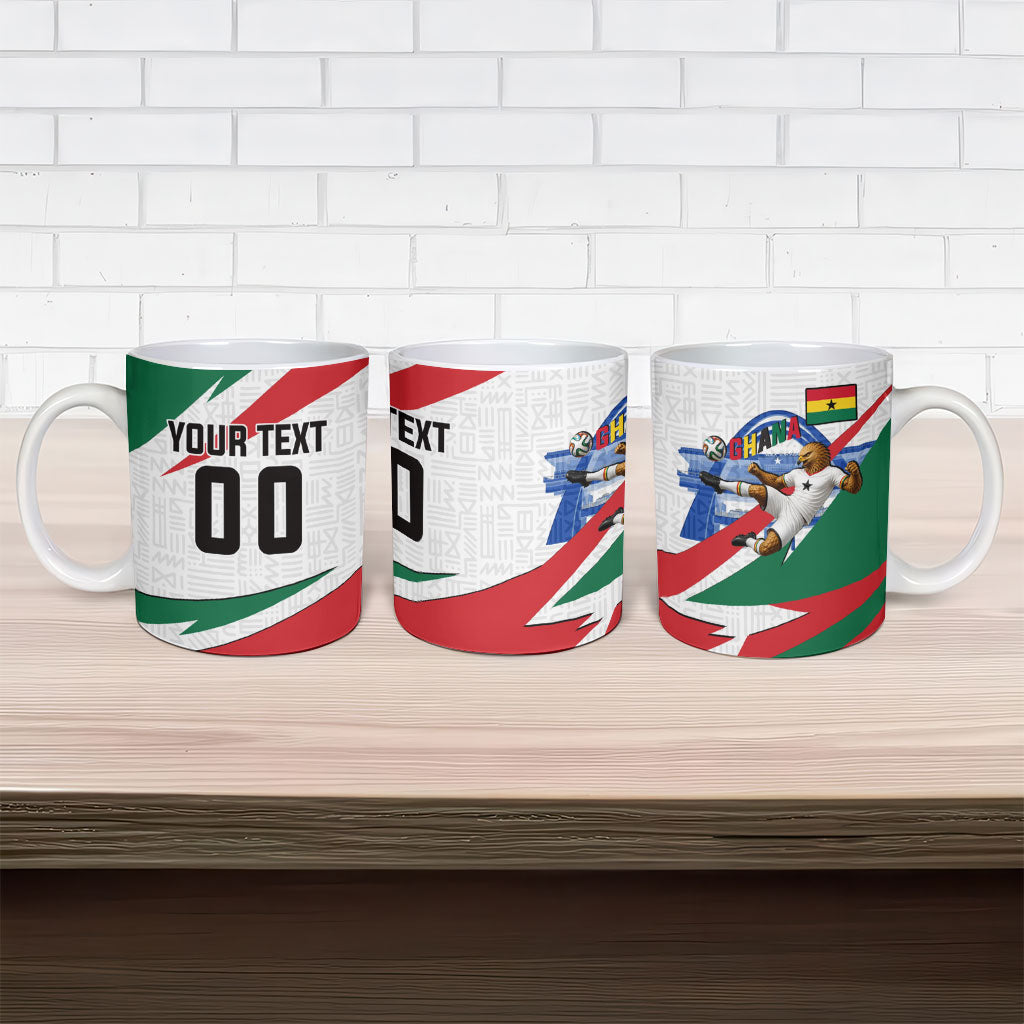 Personalized Ghana Soccer Eagle Ceramic Mug Ghana Flag Kente - Black Stars Football Stadium Graphic