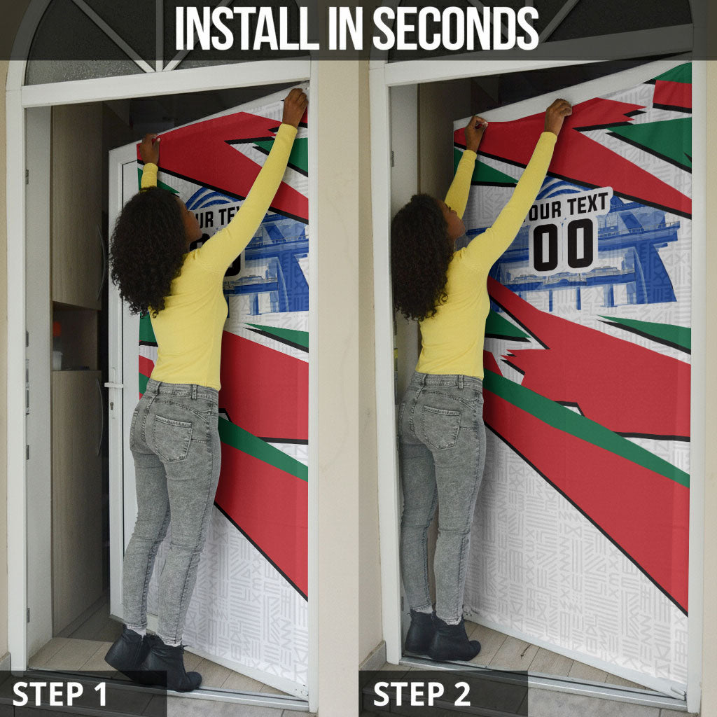 Personalized Ghana Soccer Eagle Door Cover Ghana Flag Kente - Black Stars Football Stadium Graphic