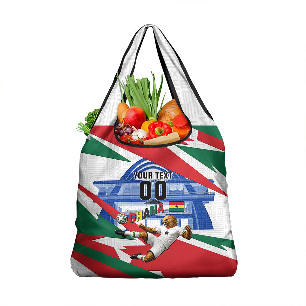 Personalized Ghana Soccer Eagle Grocery Bag Ghana Flag Kente - Black Stars Football Stadium Graphic