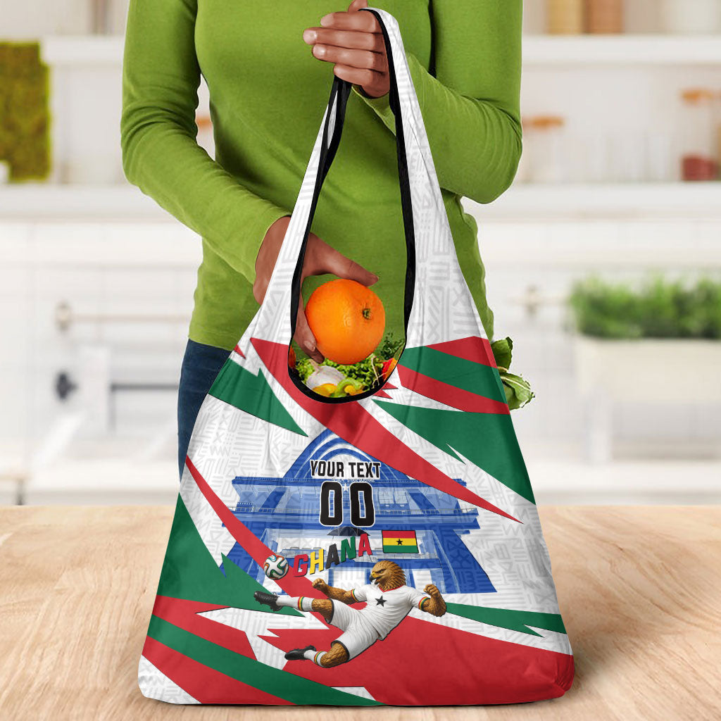 Personalized Ghana Soccer Eagle Grocery Bag Ghana Flag Kente - Black Stars Football Stadium Graphic