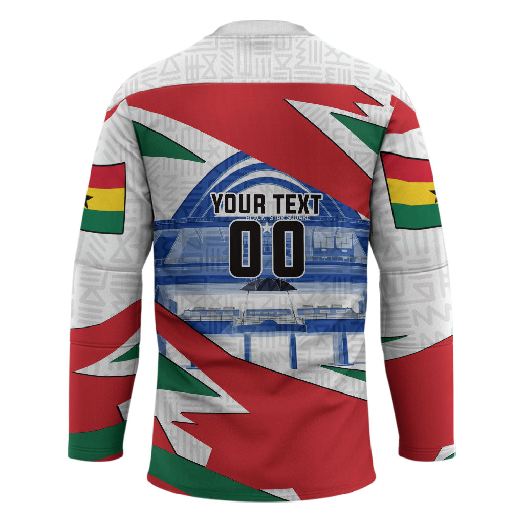 Personalized Ghana Soccer Eagle Hockey Jersey Ghana Flag Kente - Black Stars Football Stadium Graphic