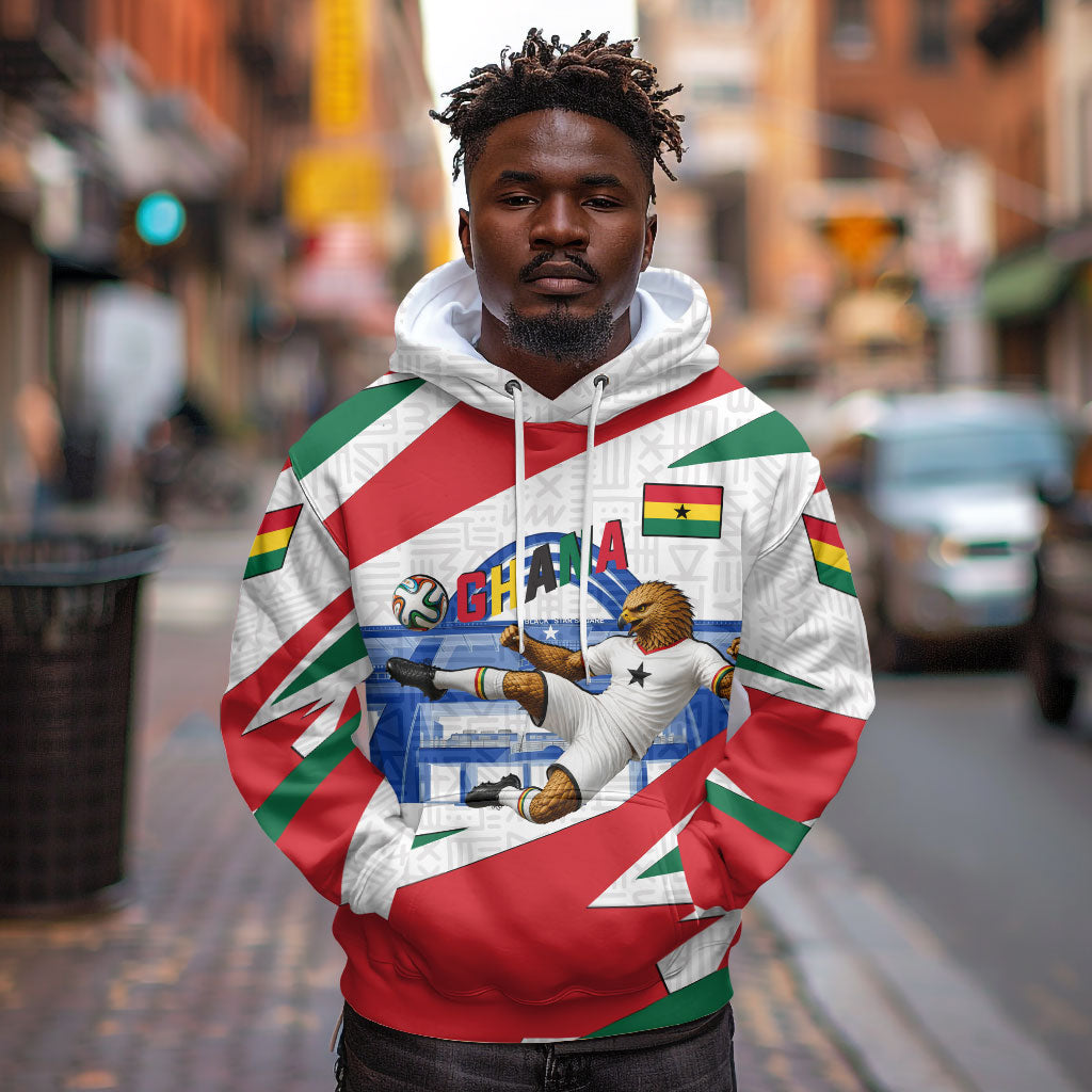 Personalized Ghana Soccer Eagle Hoodie Ghana Flag Kente - Black Stars Football Stadium Graphic