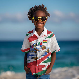 Personalized Ghana Soccer Eagle Kid Hawaiian Shirt Ghana Flag Kente - Black Stars Football Stadium Graphic