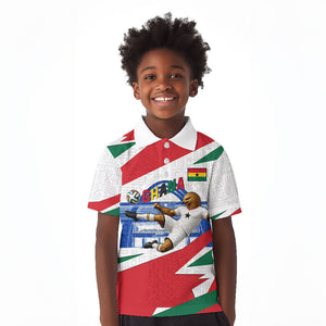 Personalized Ghana Soccer Eagle Kid Polo Shirt Ghana Flag Kente - Black Stars Football Stadium Graphic