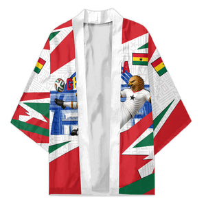 Personalized Ghana Soccer Eagle Kimono Ghana Flag Kente - Black Stars Football Stadium Graphic