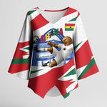 Personalized Ghana Soccer Eagle Kimono Sleeve Blouse Ghana Flag Kente - Black Stars Football Stadium Graphic