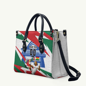 Personalized Ghana Soccer Eagle Leather Bag Ghana Flag Kente - Black Stars Football Stadium Graphic