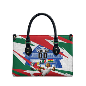 Personalized Ghana Soccer Eagle Leather Bag Ghana Flag Kente - Black Stars Football Stadium Graphic