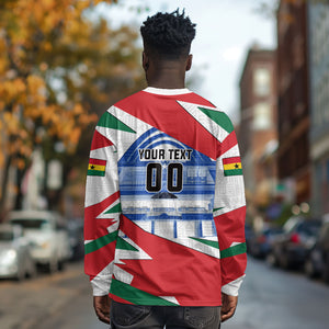 Personalized Ghana Soccer Eagle Long Sleeve Shirt Ghana Flag Kente - Black Stars Football Stadium Graphic