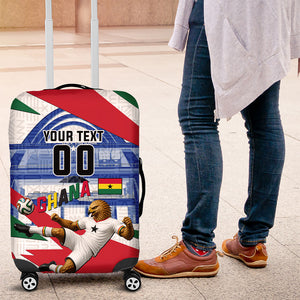 Personalized Ghana Soccer Eagle Luggage Cover Ghana Flag Kente - Black Stars Football Stadium Graphic