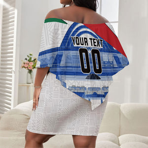 Personalized Ghana Soccer Eagle Off Shoulder Short Dress Ghana Flag Kente - Black Stars Football Stadium Graphic