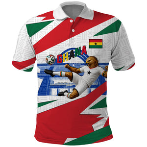 Personalized Ghana Soccer Eagle Polo Shirt Ghana Flag Kente - Black Stars Football Stadium Graphic