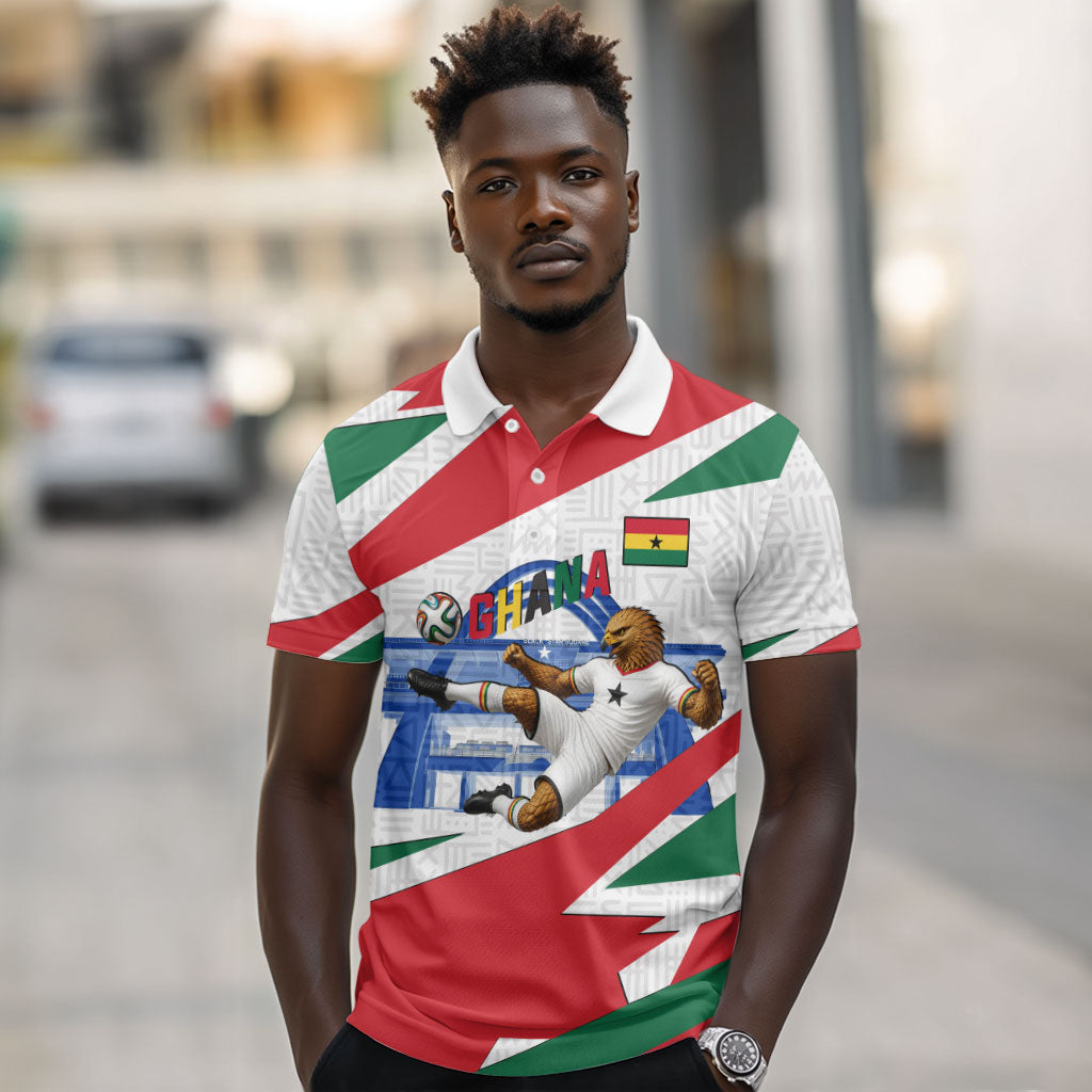 Personalized Ghana Soccer Eagle Polo Shirt Ghana Flag Kente - Black Stars Football Stadium Graphic