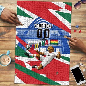 Personalized Ghana Soccer Eagle Puzzle Ghana Flag Kente - Black Stars Football Stadium Graphic