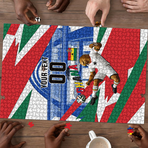 Personalized Ghana Soccer Eagle Puzzle Ghana Flag Kente - Black Stars Football Stadium Graphic