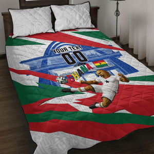 Personalized Ghana Soccer Eagle Quilt Bed Set Ghana Flag Kente - Black Stars Football Stadium Graphic