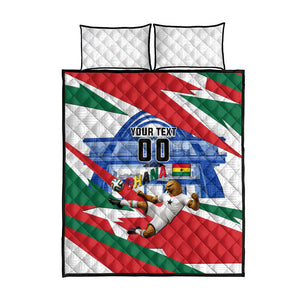 Personalized Ghana Soccer Eagle Quilt Bed Set Ghana Flag Kente - Black Stars Football Stadium Graphic
