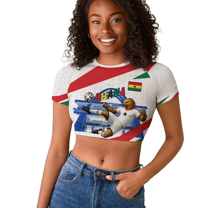 Personalized Ghana Soccer Eagle Raglan Cropped T shirt Ghana Flag Kente - Black Stars Football Stadium Graphic