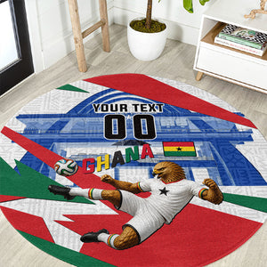 Personalized Ghana Soccer Eagle Round Carpet Ghana Flag Kente - Black Stars Football Stadium Graphic