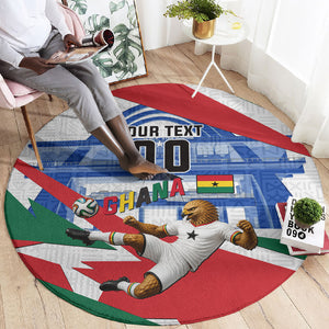 Personalized Ghana Soccer Eagle Round Carpet Ghana Flag Kente - Black Stars Football Stadium Graphic