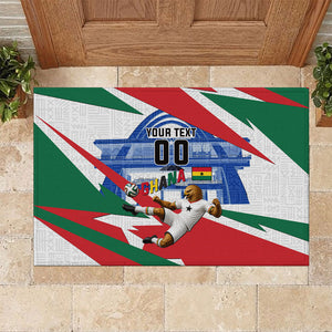 Personalized Ghana Soccer Eagle Rubber Doormat Ghana Flag Kente - Black Stars Football Stadium Graphic