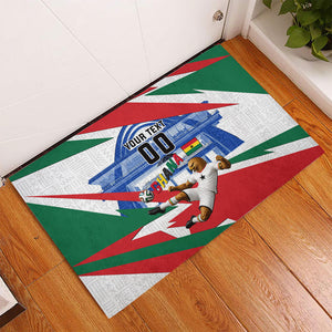 Personalized Ghana Soccer Eagle Rubber Doormat Ghana Flag Kente - Black Stars Football Stadium Graphic