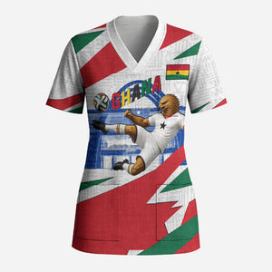 Personalized Ghana Soccer Eagle Scrub Top Ghana Flag Kente - Black Stars Football Stadium Graphic