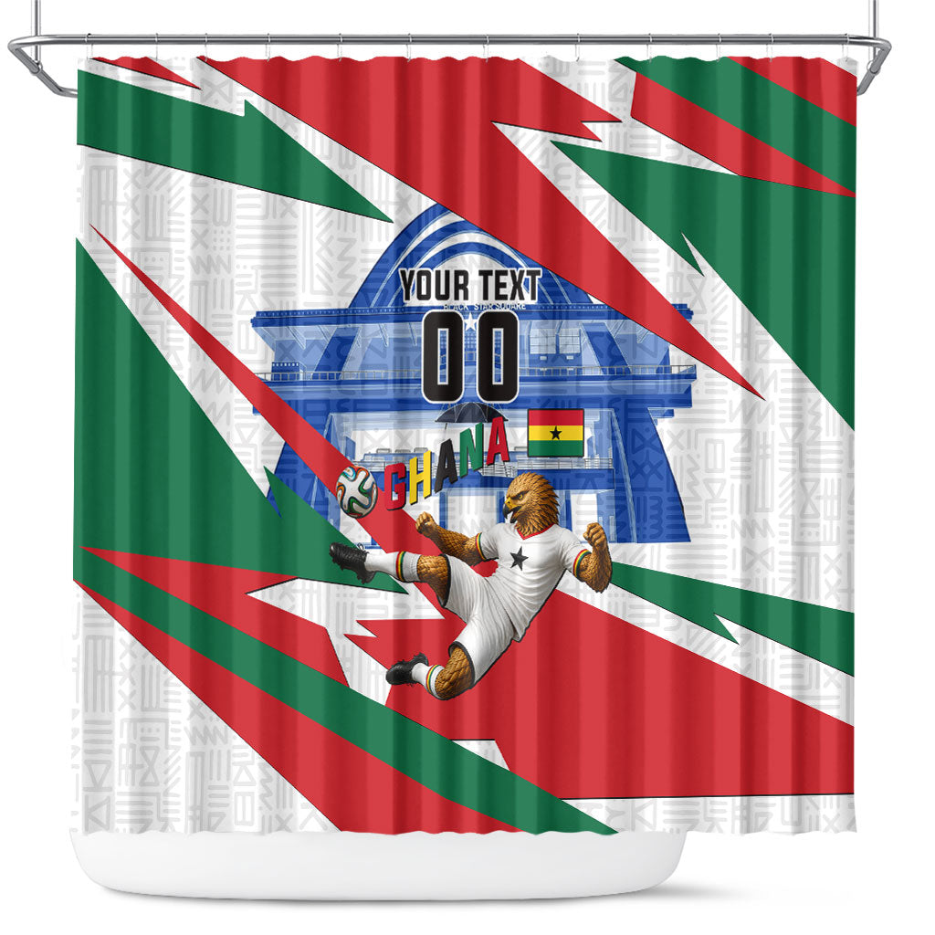 Personalized Ghana Soccer Eagle Shower Curtain Ghana Flag Kente - Black Stars Football Stadium Graphic