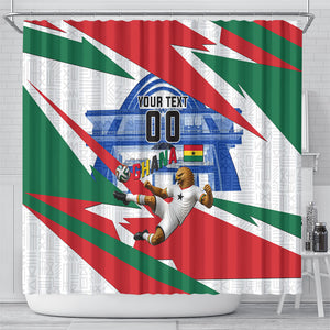 Personalized Ghana Soccer Eagle Shower Curtain Ghana Flag Kente - Black Stars Football Stadium Graphic