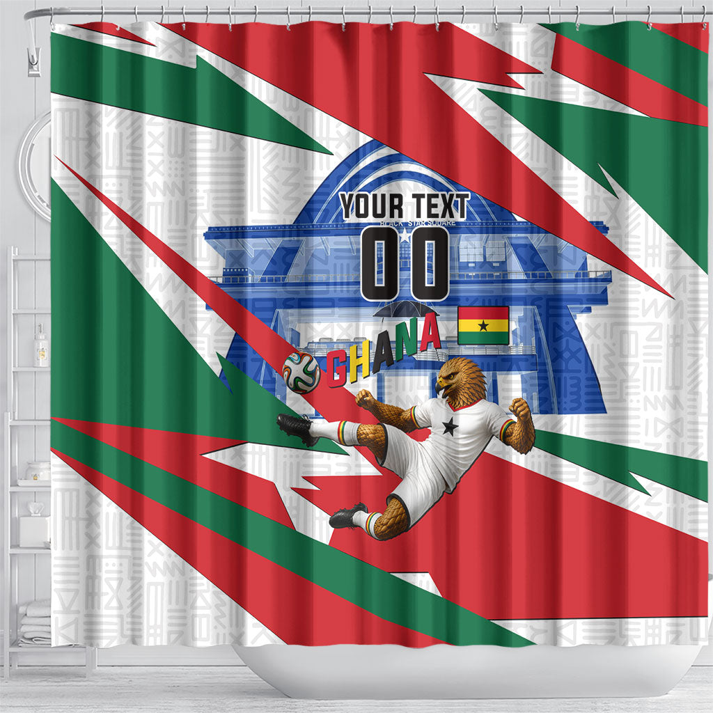 Personalized Ghana Soccer Eagle Shower Curtain Ghana Flag Kente - Black Stars Football Stadium Graphic