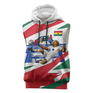 Personalized Ghana Soccer Eagle Sleeveless Hoodie Ghana Flag Kente - Black Stars Football Stadium Graphic