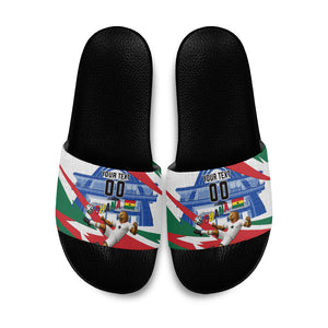Personalized Ghana Soccer Eagle Slide Sandals Ghana Flag Kente - Black Stars Football Stadium Graphic