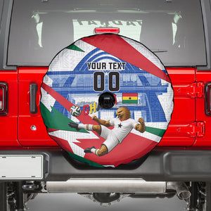 Personalized Ghana Soccer Eagle Spare Tire Cover Ghana Flag Kente - Black Stars Football Stadium Graphic